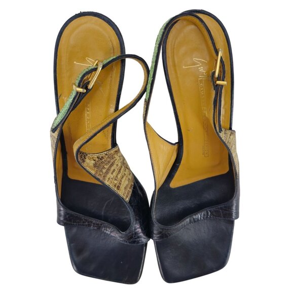 Giuseppe Zanotti Italy Alligator lizard Leather Slingback Open-toe Heels Womens - Picture 6 of 12